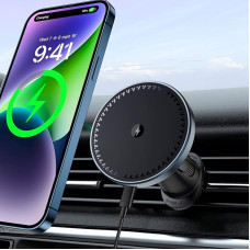 Beeasy 15W MagSafe Car Mount Charger, Magnetic Car Mobile Phone Holder with Charging Function, Car Charging Station Wireless Car Charger for iPhone 16/16 Pro/16 Plus/16 Pro Max and 15/14/13/12 Series