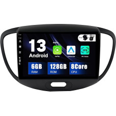 SXAUTO - 6G + 128G - Android 12 IPS Car Radio for Hyundai I10 (2007-2013) - Built-in Carplay/Android Car/DSP - LED Camera + MIC -DAB Steering Wheel Control Fast Boot 360-CAM WiFi 2 DIN 9 Inch