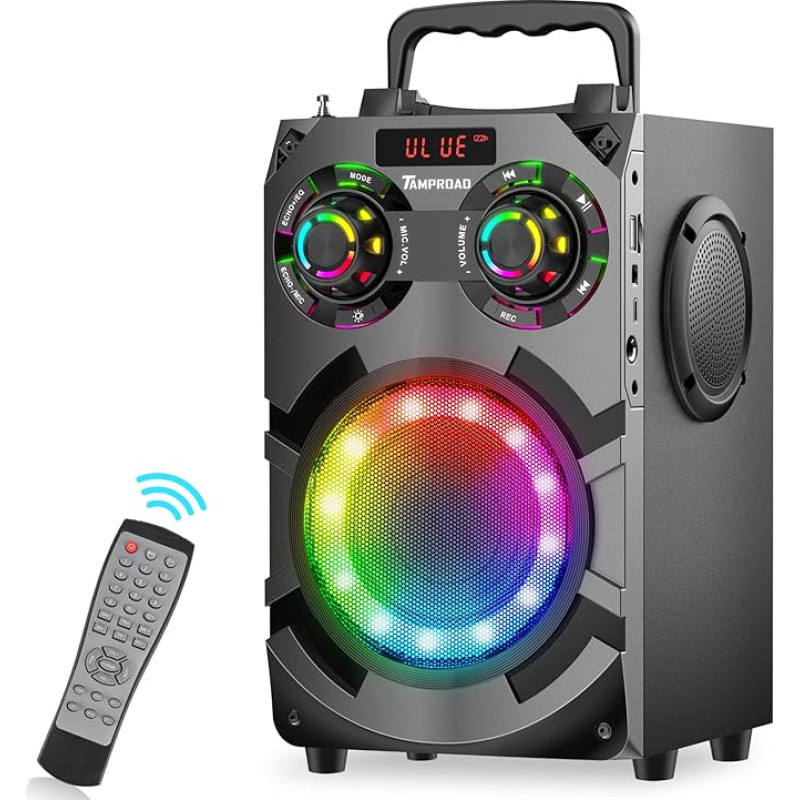 Bluetooth Speaker, 60W Loud Wireless Stereo Speaker with Subwoofer, Deep Bass, Bluetooth 5.0, Colorful Lights, 8000mAh Battery, Portable Speaker for Home, Party, Garden, Gifts