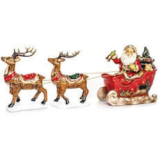 EUROCINSA Ceramic Sleigh with Red Santa and Two Reindeer with Light (without batteries) 65 x 22 cm. 1 Piece, One Size