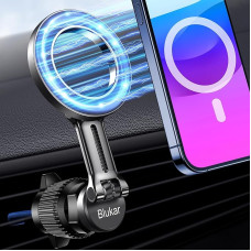 Blukar Car Mobile Phone Holder for MagSafe Car Mount, [20 x N52 Magnet] Magnetic Mobile Phone Holder for Car Ventilation, 360° Rotatable Car Mobile Phone Holder for iPhone 15/14/13/12 Series MagSafe