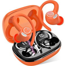 Bluetooth Headphones Sports In-Ear Headphones Wireless Bluetooth 5.3 with HD Mic, Outstanding Sound, 40 Hours Playtime, Comfort Fit, Dual LED Display, IP7 Waterproof Earphones with Ear Hooks, Orange