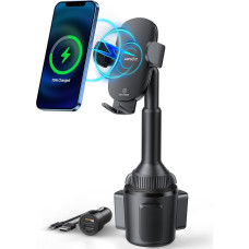 Car Mobile Phone Holder with Charging Function, 15 W Fast Wireless Charger, Car Cup Holder, Qi Charger, Phone Holder with Qc 3.0 Adaptor, Compatible with iPhone, Samsung, Huawei, LG etc. Apps2Car