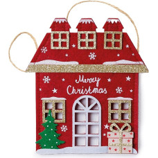 Mopec NA105 Anhänger Casa Merry Christmas, Filz und Goldlamé, 15 x 16,5 x 0,8 cm, Rot