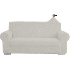 Universalus 2 vietų sofos užvalkalas su elastiniais porankiais (ištraukiamas nuo 115 cm iki 170 cm), kreminės spalvos