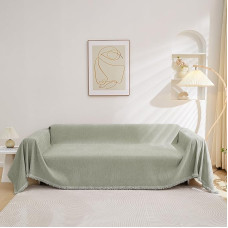 MEETSKY sofos užvalkalai 3 pagalvėms, skalbiamas sofos užvalkalas L formos sofos antklodė Daugumai sofų, storas minkštas, 91 x 150 colių, šalavijo žalia