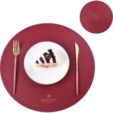 PU odos padėkliukai padėkliukams, vandeniui atsparus neslystantis padėkliukų rinkinys taurės vyno indų padas servetėlė virtuvės namų apdailai (spalva: apskritimas raudona, dydis: R38CM su R13cm)