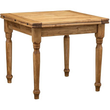 Kaimiško stiliaus ištempiamas stalas iš liepos medžio masyvo, natūrali apdaila W90xDP90xH80 cm dydžio