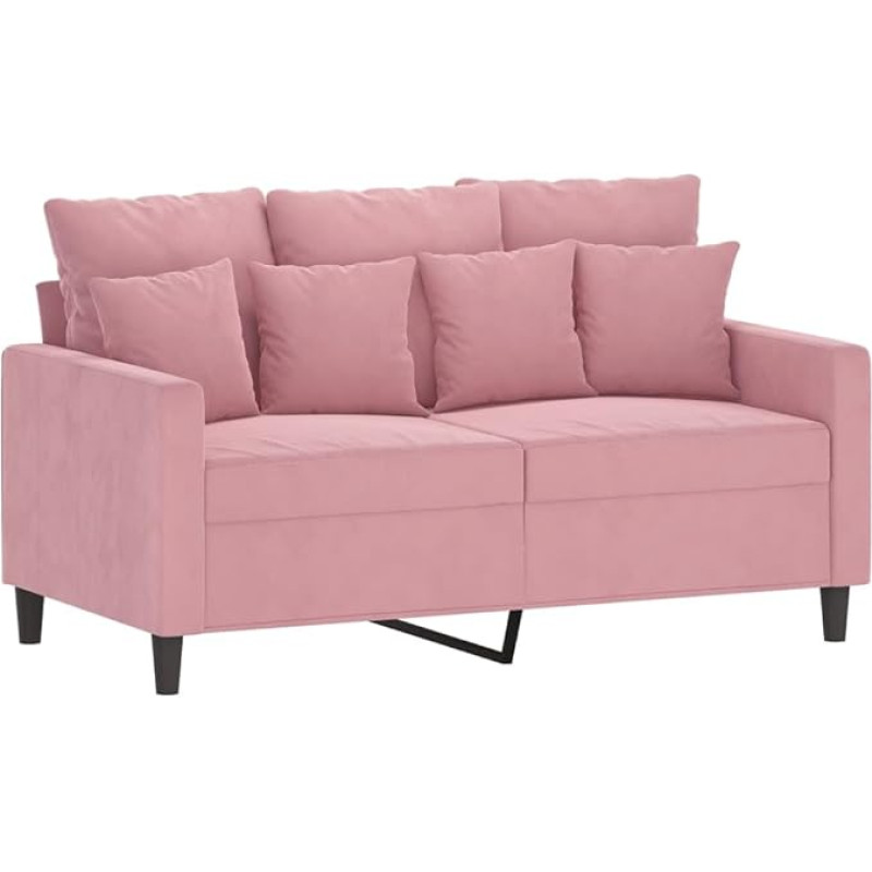 vidaXL sofa 2 sėdimų vietų, poilsio sofa sofa su porankiais ir atlošo pagalvėlėmis, svetainės sofos dizainas, sofa su metaliniu rėmu, sėdimieji baldai, dvi sėdimos vietos, rožinis aksomas