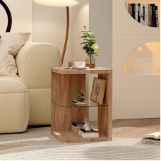 AOYA Natūralaus medžio kavos staliukas su laikymo vieta Sofos staliukas su stikliniu pagrindu, skirtas svetainei, miegamajam