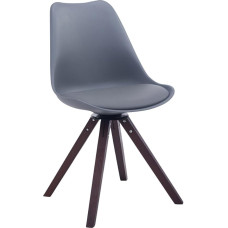 CLP Troyes kvadratinė retro kėdė su dirbtinės odos užvalkalu ir aukštos kokybės paminkštinimu, 360° pasukama kėdė su kibirine sėdyne ir masyviomis medinėmis kojomis, spalva: Pilka, rėmo spalva: riešutmedžio