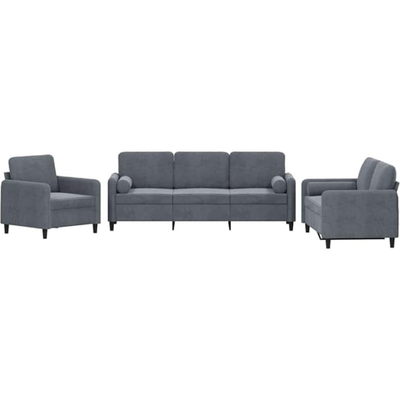 Tidyard 3 dalių sofos komplektas su pagalvėle Sofa sofa Minkšta sofa Lounge sofa Svetainės sofa Sofa sofos komplektas Dizainas sofos sėdimieji baldai Minkšti baldai Fotelis 2 vietų sofa 3 vietų sofa Tamsus