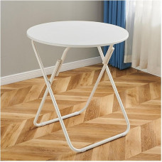 Tragbarer runder Klapptisch – leicht zu reinigende, verdickte Oberseite, stumme Unterseite – ideal für Zuhause, Schlafsaal, Mietwohnung, Esszimmer und Außenbereich – platzsparendes Design