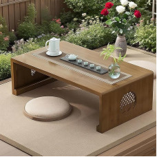 Japoniškas sulankstomas kavos staliukas Sulankstomas japoniškas grindų stalas Unikalus nešiojamasis medžio masyvo žemas tatamio stalas Nesurenkamas medžio masyvo japoniško stiliaus žemas arbatos stalas