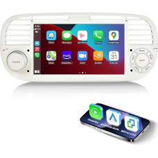 ESSGOO 4+64G Wireless Car Radio with Carplay and Android Car for Fiat 500 2007-2015, Android 14 Car Radio 7 Inch Carplay with Bluetooth FM GPS RDS