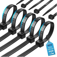 BIBTIM Cable Ties, 400 x 7.6 mm, Pack of 100, Premium Nylon Zip Ties, Multi-Purpose Plastic Ties, Secure Self-Locking Mechanism, for Home, Garden, Office and DIY