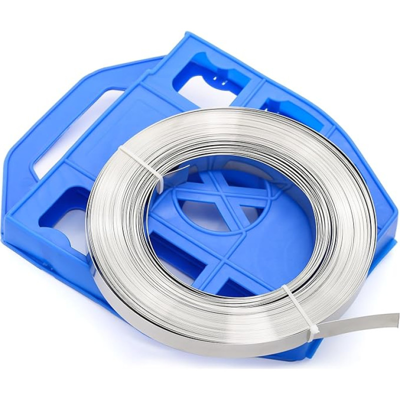 MgcTolBox V2A Nerūdijančio plieno juosta 12 mm - 50 m, itin tvirti metaliniai plieniniai kabelių raiščiai, montavimo juosta, plieninė juosta, skirta kelio ženklams tvirtinti, 12 x 0,5 mm, 1 ritinys - 50 m