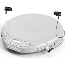 Gueray CD Player Portable Children's CD Player for Car Discman with Headphones LCD Display Support ASP PROG Memory Function Repeat Function Sound Effect Silver