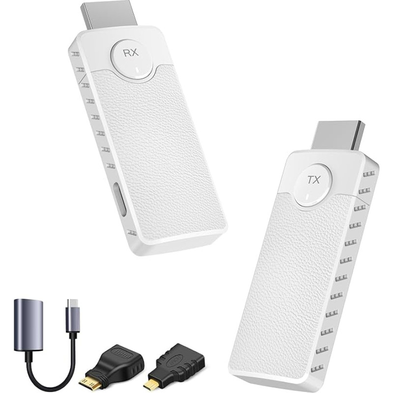Belaidis HDMI siųstuvo ir imtuvo rinkinys 165ft/50M, mažo vėlavimo 1080P Full HD vaizdo transliacija, 2,4/5,8 GHz dviejų dažnių juosta, automatinis suporavimas kompiuteriui, nešiojamajam kompiuteriui, televizoriui, monitoriui ir projektoriui, prijungti ir