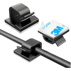Kabelclips mit starkem, selbstklebendem Kabel, großer Kabel-Organizer, Kabelmanagement unter dem Schreibtisch, schwarze Kabel-Clips für Auto, Büro und Zuhause, Licht-Clips, Haken für LED, USB-Kabel,