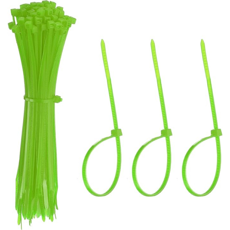 YELARXI Kabelbinder aus Kunststoff, selbstsichernd, 15,2 cm, passend für Zuhause, Garten, Büro, Werkstatt, Reisen - (100 Stück, hellgrün)