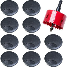 Selyse Kabeldurchführung für Büro, rund, für Büro, Zuhause, praktische Kabelorganisation, mit Lochsäge, ideale Lösung für Büro und Zuhause (schwarz), 60 mm, 10 Stück