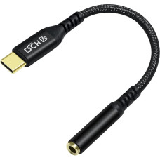 DCHAV USB C to 3.5mm Audio Adapter USBC to 3.5mm Headphone Jack Dongle Cable Type C Male to Female Aux Cable Braided (Black)