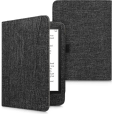 kwmobile Flip Case Compatible with Amazon Kindle Paperwhite (11th Gen - 2021) - Front Pocket Hand Strap - Dark Grey