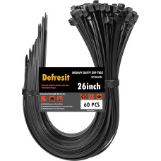 Schwarze Kabelbinder, 650 mm x 8 mm, 65 cm, hochwertig, selbstsichernd, Nylon, große UV-beständige Kabelbinder, extra lange Kabelbinder für den Außenbereich