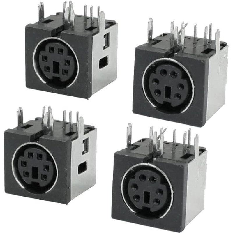 4 vnt. PCB montavimo 6 kontaktų moteriški S-video mini Din lizdai