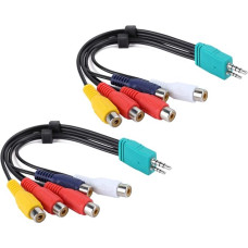 ASHATA 2 Piece Video Cable for Samsung LCD TV, Component Signal Line 3.5 mm + 2.5 mm to 5 RCA Video Double End AV Cable with Three-Dimensional Function