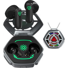 ANCwear Wireless Earbuds Bluetooth True Wireless Earbuds 20H Playtime with DIY Stickers, In-Ear Earbuds with Microphone for TV Smartphone Laptop, Mysterious Black Customizable Case for Gamers