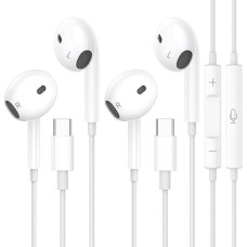 USB C ausinės iPhone 16/15/Plus/Pro/Pro/Pro Max, HiFi stereofoninės ausinės su integruotu mikrofonu ir garsumo valdymu, suderinamos su iPadPro, Pixel 7/6, Galaxy A55/A34/A54/A53/S24/S23 FE, 2