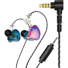 KAMINRUN FEDAI DX2 Melody in Ear Monitors laidinės ausinės ausinės IEM HiFi Bass, dinaminės dvigubo vairuotojo laidinės sportinės ausinės su TPE kabeliu muzikantams, dainininkams, scenoje, studijoje ir sporto salėje (violetinės spalvos su mikrofonu)