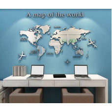 3D akrilo menas Aukštos kokybės sienų menas freskos Pasaulio žemėlapis Žemė Pasaulio dekoras Kristalų sienų menas Sienų tapyba Sienų dekoravimas Sienų lipdukas Savarankiškai lipnus 280 x 174 cm