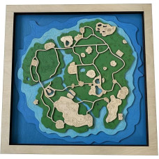 Holzkarte für Gamer von PUBG Game - Gamer-Geschenk - Skulptur für Wanddekoration - Kunst aus Videospielen (SANHOK)