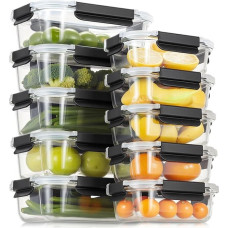 10 Pack Glass Meal Prep Containers, Glass Food Storage Containers with Lid, Airtight, Glass Storage Jars Set with Lids for Food, BPA-Free, Leak-Proof, Microwave, Oven, Freezer