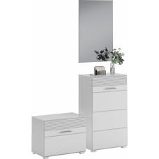 xonox.home Linus Wardrobe Set of 3 Wardrobe Combination Wardrobe Furniture Hallway Furniture Set Hallway System Storage Solution in Front White High Gloss Body / Trim White