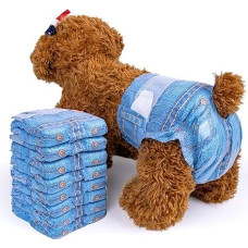 Minkštos šuns sauskelnės šunims patelėms, 48 vnt., sauskelnės šunims, sauskelnės katėms, sauskelnės katėms, sauskelnės šuniukams, itin sugeriančios, džinsinio stiliaus, M