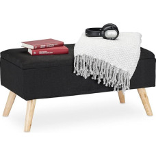 Atpalaiduojančių dienų suoliukas su laikymo vieta, paminkštintas, medinės kojos, medžiaginis suoliuko užvalkalas, aukštis x plotis x gylis: 39,5 x 79,5 x 39,5 cm, galima rinktis spalvą.