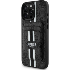 CG MOBILE Guess 4G Stripes with One Wallet Case for iPhone 16 Pro Max Compatible with MagSafe (Black)