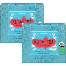 Kusmi Tea® | Juodoji arbata, citrusiniai vaisiai, vanilė, prieskoniai | Juodoji arbata Prince Vladimir | Juodoji arbata, cinamonas, vanilė, gvazdikėliai, citrusiniai vaisiai - 2 x 20 filtrų