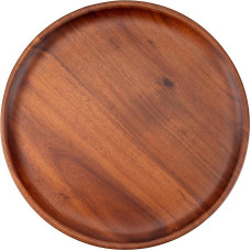 Decorasian apvalios medinės lėkštės - didelės akacijos medžio lėkštės, dailūs mediniai stalo indai - plokščios medinės lėkštės, idealiai tinkančios kaip dekoratyvinės lėkštės ir serviravimui - 4 vnt., rudos spalvos, 30 cm ilgio