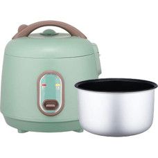 Mini ryžių viryklė, nešiojamoji elektrinė ryžių viryklė su nepridegančia danga, daugiafunkcinis cirkuliacinis šildytuvas, lengvai valomas lydinys su 2 litrų talpos įdėklu, skirtas keliauti (žalia)