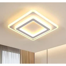Goeco LED Indoor Ceiling Light, 44 W Square Ceiling Light, Modern, 3000 K Warm White Light, LED Ceiling Lighting, Acrylic for Hallway, Kitchen, Bedroom, Living Room, White