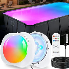 DeeprBetter Above Ground Pool Lighting Underwater, Wireless Power Supply, Magnetic Pool Lighting with Remote Control, Pool Lights Underwater LED Light, Submersible Pool Lights