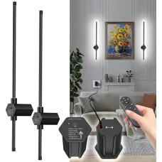 2 akumuliatorinių sieninių šviestuvų pakuotė, belaidis sieninis šviestuvas su nuimamu maitinimo šaltiniu, šviesos diodų sieninis šviestuvas su nuotolinio valdymo pulteliu ir laikmačiu, 5 W, 60 cm, modernus sieninis šviestuvas svetainei, miegamajam