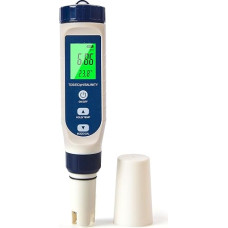 Pious PH Meter Water, Ph/Salt Content/EC/TDS/Temperature Multifunction PH Meter, Automatic Temperature Compensation PH Value Meter, Suitable for Drinking Water, Swimming Pool, Hydroponics, Spa