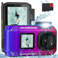 8K 70MP skaitmeninis fotoaparatas su 32G kortele, 100M povandeninis fotoaparatas, atsparus vandeniui, patvarus, atsparus dulkėms, atsparus smūgiams, skirtas nardymui, nardymui, nardymui, asmenukėms, skaitmeninis fotoaparatas su dvigubu ekranu, nukreipiant