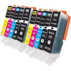 OBV 10x suderinamos 10x spausdintuvo kasetės Canon PGI-580 CLI-581 XXL, skirtos Pixma TS6350 TS6150 TS8152 TS9150 TS9155 TR8550 TS6250 TS8250